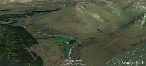 Possible diversions taken by Parsons along the West Highland Way.