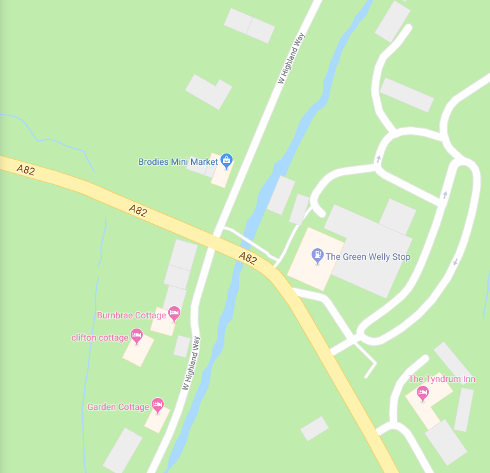 Map of Tyndrum's north west side.